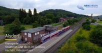 Luftbild Güterbahnhof mit Euregiobahn, Link zu einem externen Video