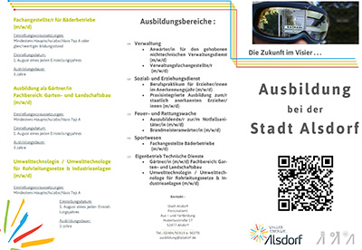 Flyer Vorschau Ausbildung bei der Stadt Alsdorf